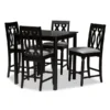 Baxton Studio Darcie Grey Upholstered Espresso Finished 5-Piece Wood Pub Set
