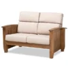 Baxton Studio Charlotte Taupe Upholstered Walnut Finished Wood 2-Seater Loveseat