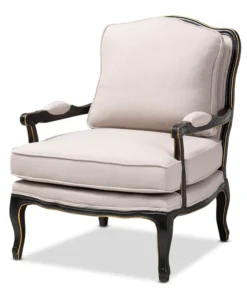 Baxton Studio Antoinette Beige Upholstered and Black Finished Accent Chair