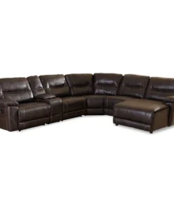 Baxton Studio Mistral Dark Brown 6-PC Sectional with Recliners Corner Lounge Suite