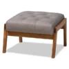 Baxton Studio Naeva Mid-Century Grey Upholstered Walnut Finished Wood Footstool