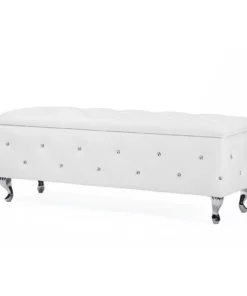 Baxton Studio Seine White Leather Contemporary Storage Ottoman