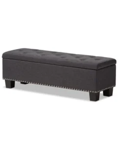 Baxton Studio Hannah Grey Upholstered Button-Tufting Storage Ottoman Bench