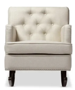 Baxton Studio Bethany Modern Beige Upholstered Button-tufted Rocking Chair