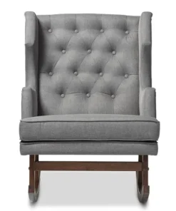 Baxton Studio IonaGrey Upholstered Button-tufted Wingback Rocking Chair