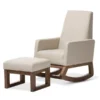 Baxton Studio Yashiya Light Beige Upholstered Rocking Chair and Ottoman Set