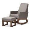 Baxton Studio Yashiya Grey Upholstered Rocking Chair and Ottoman Set