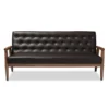 Baxton Studio Sorrento Brown Faux Leather Upholstered Wooden 3-seater Sofa