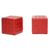 Baxton Studio Siskal Red Modern Cube Ottoman, PK2