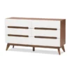 Baxton Studio Calypso Mid-Century White and Walnut Wood 6-Drawer Storage Dresser