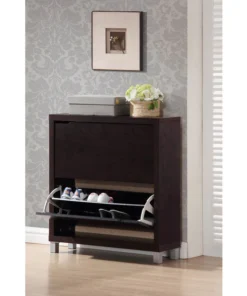 Baxton Studio Simms Dark Brown Modern Shoe Cabinet