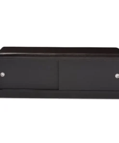 Baxton Studio Clevedon Dark Brown Wood Entryway Storage Bench Shoe Cabinet