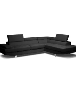 Baxton Studio Selma Black Leather Modern Sectional Sofa