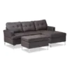 Baxton Studio Riley Grey Upholstered 3-Piece Sectional Sofa with Ottoman Set