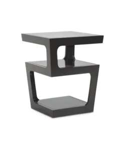 Baxton Studio Clara Black Modern End Table with 3-Tiered Glass Shelves