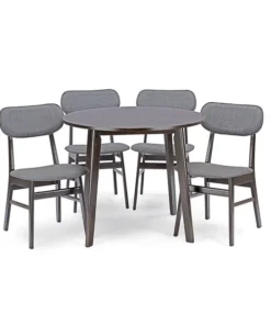 Baxton Studio Debbie Mid-Century Dark Brown Wood 5PC Dining Set