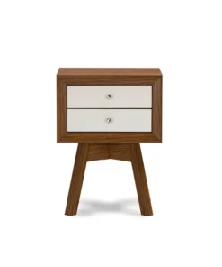Baxton Studio Warwick Two-tone Walnut and White Modern Accent Table and Nightstand