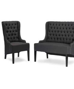 Baxton Studio Vincent Grey Linen 2 Pieces Living Room Set