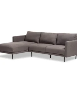 Baxton Studio Riley Grey Upholstered Left Facing Chaise Sectional Sofa