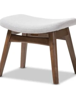 Baxton Studio Vera Mid-Century Modern Light Grey Upholstered Ottoman