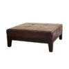 Baxton Studio Dark Brown Large Full Leather Square Cocktail Ottoman