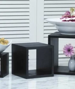 American Metalcraft Riser Set, Wood, Black