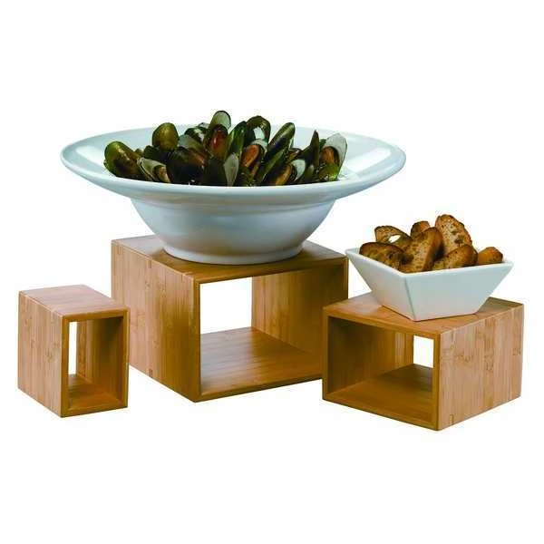 American Metalcraft Riser Set, Bamboo, Natural