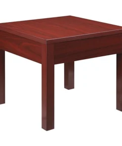 Square Lorell Occasional Corner Table, 24 W, 24 L, 20 H, Melamine Top, Mahogany