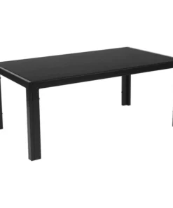 Flash Furniture Rectangle Coffee Table, 43.25" W, 23.5" L, 17.75" H, Glass Top, Black