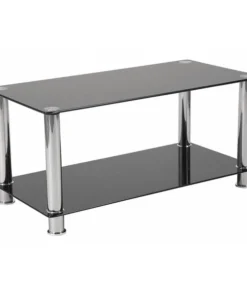Flash Furniture Rectangle Coffee Table, 35.25" W, 17.5" L, 16.5" H, Glass Top, Clear