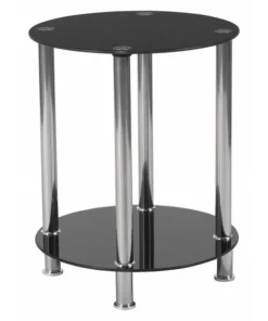 Flash Furniture Round End Table, 15.75" W, 15.75" L, 19.5" H, Glass Top, Clear
