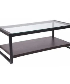 Flash Furniture Rectangle Coffee Table, 47.25" W, 23.5" L, 18" H, Glass Top, Clear