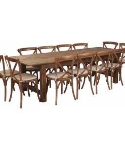 Flash Furniture Rectangle Antique Farm Table, 40" W, 108" L, 30" H, Wood Top, Wood Grain