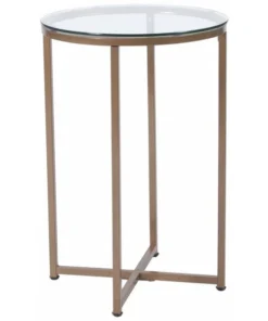 Flash Furniture Round End Table, 16" W, 16" L, 23.5" H, Glass Top, Clear
