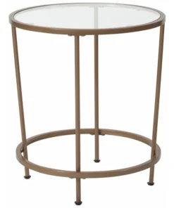 Flash Furniture Round End Table, 19.5" W, 19.5" L, 21.5" H, Glass Top, Clear