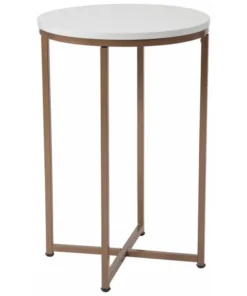 Flash Furniture Round End Table, 15.75" W, 15.75" L, 24" H, Laminate Top, White