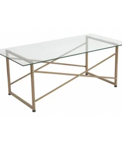 Flash Furniture Rectangle Coffee Table, 47.25" W, 23.5" L, 18.5" H, Glass Top, Clear