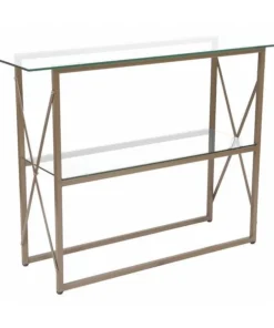 Flash Furniture Rectangle Console Table, Glass, 43.25" W, 13.75" L, 32" H, Glass Top, Clear