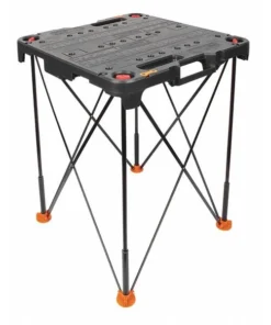 Worx Square Sidekick Portable Work Table, 24" W, 24" L, 32" H, Poly Resin Top, Black