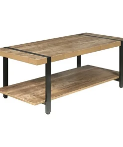 Onespace Rectangle Coffee Table, 45.2" W, 21.65" L, 17.7" H, MDF Top, Oak