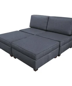 Duobed King Sleeper Sofa with Storage, Blue Performance Fabric