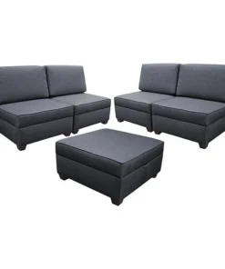 Duobed Storage Sectional Sleeper, Blue Performance Fabric