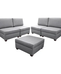 Duobed Storage Sectional Sleeper, Grey Performance Fabric