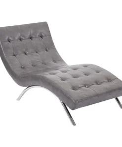 Ave 6 Blake Tufted Chaise, Pewter, 32" x 30"