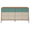 Manhattan Comfort Double Dresser, 6 Extn Drawers, Blue, 59"