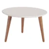 Manhattan Comfort Round Moore 23.62" Round Mid-High Coffee Table in Off White, 23.62 W, 23.62 L, 14.96 H, Off White