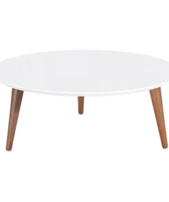 Manhattan Comfort Round Moore 23.62" Round Low Coffee Table in White Gloss, 31.49 W, 31.49 L, 11.81 H, White