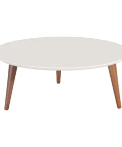Manhattan Comfort Round Moore 23.62" Round Low Coffee Table in Off White, 31.49 W, 31.49 L, 11.81 H, Off White
