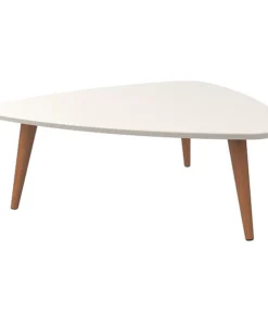 Manhattan Comfort Triangle Utopia Low Triangle End Table in Off White, 33.46 W, 31.88 L, 11.81 H, MDF Top, White
