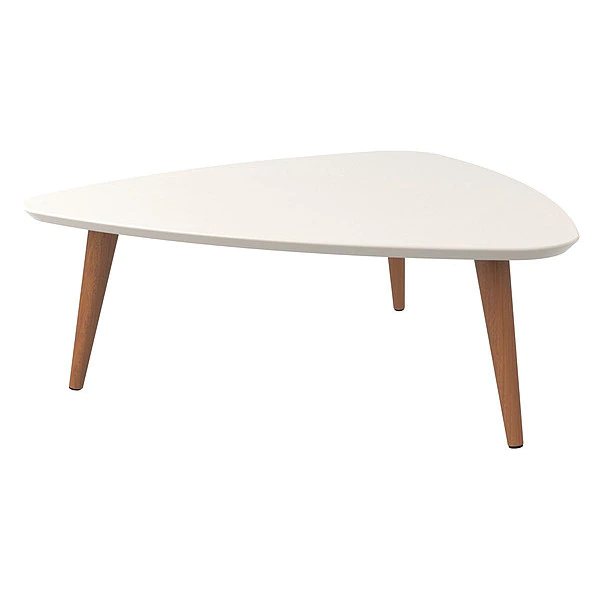 Manhattan Comfort Triangle Utopia Low Triangle End Table in Off White, 33.46 W, 31.88 L, 11.81 H, MDF Top, White